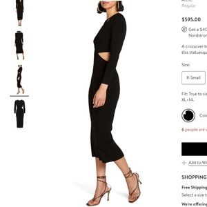 NEW A.L.C. Cutout Long Black Knit Dress Midi
